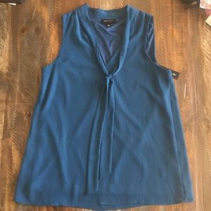 Slate blue tied blouse